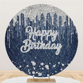 Funkeln Silber Wasser Fallen Glücklich Geburtstag Kreis Hintergrund